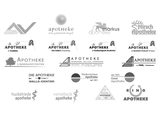 Die Logos aller Apotheken im Gesundheitsnetz Bremen