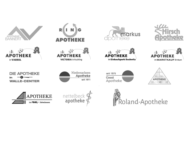 Die Logos aller Apotheken im Gesundheitsnetz Bremen